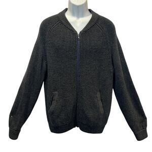 Hyden Yoo 100% Wool Chunky Waffle Knit Zip Up Cardigan Sweater Size Med